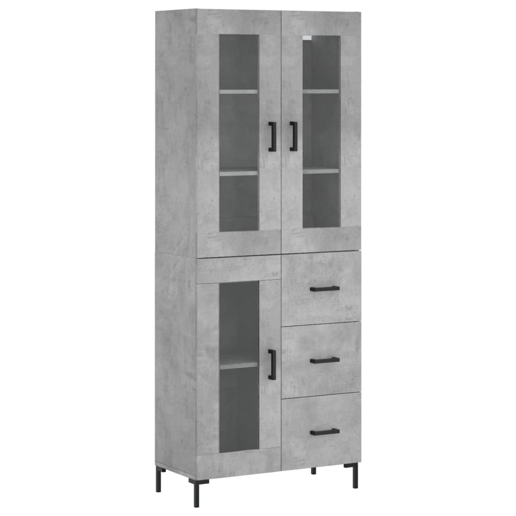vidaXL Highboard Concrete Grey 69,5x34x180 cm Engineered Wood 2
