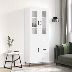 Highboard 69.5x34x180 cm Engineered Wood 1 Wood Door 3 Drawers White