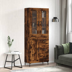 Highboard 69.5x34x180 cm Engineered Wood 1 Wood Door 3 Drawers Smoked oak
