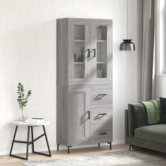 Highboard 69.5x34x180 cm Engineered Wood 1 Wood Door 3 Drawers Grey sonoma