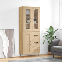 Highboard 69.5x34x180 cm Engineered Wood 1 Wood Door 3 Drawers Sonoma oak
