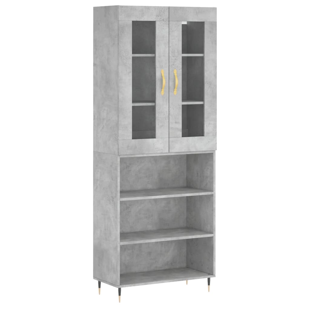 vidaXL Highboard Concrete Grey 69,5x34x180 cm Engineered Wood 2