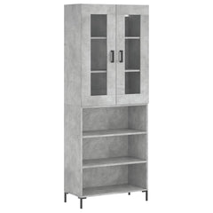 Highboard 69.5x34x180 cm Engineered Wood 3 Shelves Concrete grey