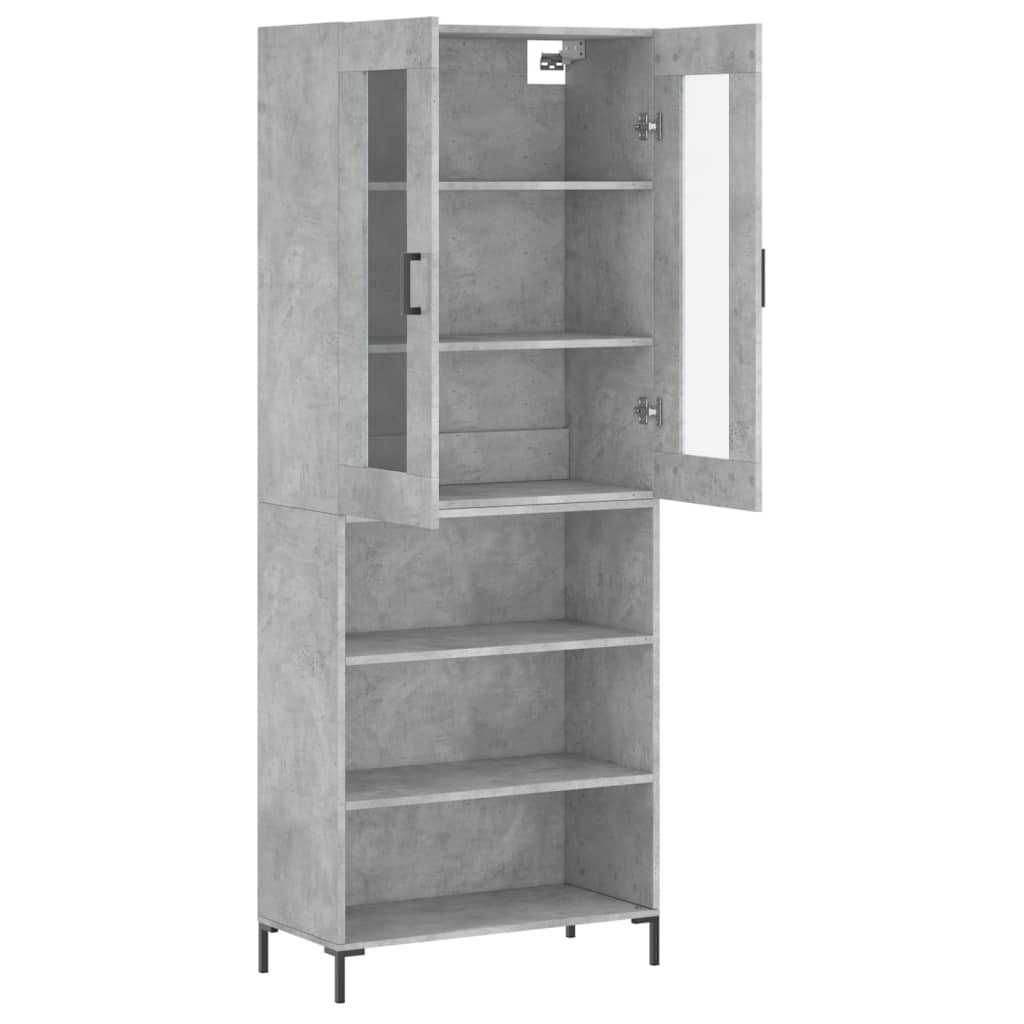 Highboard 69.5x34x180 cm Engineered Wood 3 Shelves Concrete grey