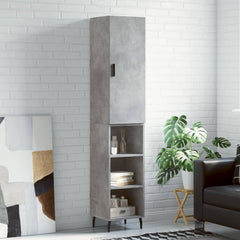 Highboard 34.5x34x180 cm Engineered Wood 1 Door Concrete grey