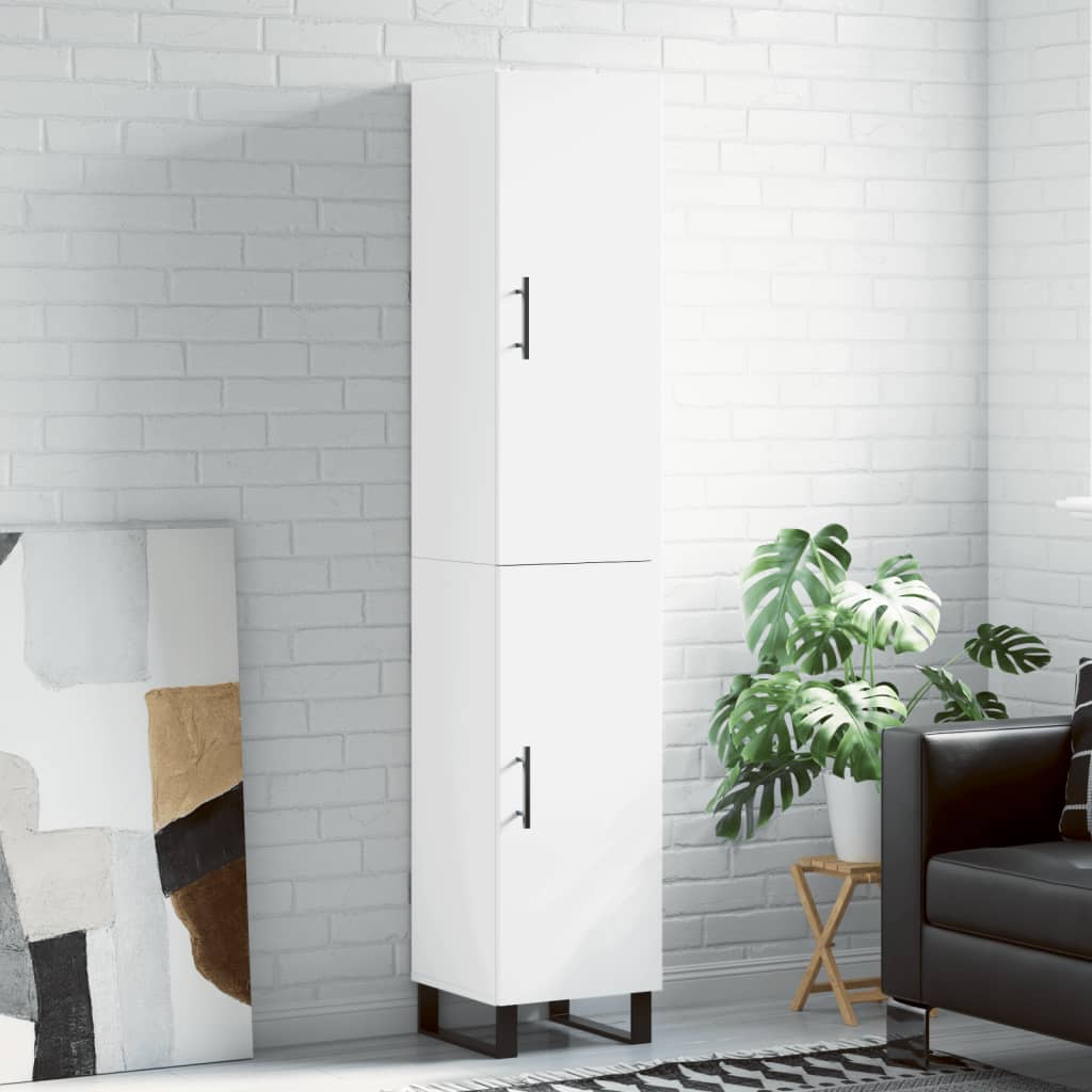 Highboard 34.5x34x180 cm Engineered Wood 1 Door White