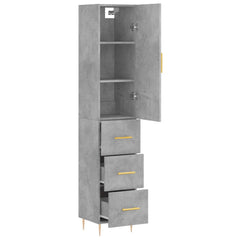 Highboard 34.5x34x180 cm Engineered Wood 3 Drawers Concrete grey