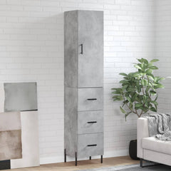 Highboard 34.5x34x180 cm Engineered Wood 3 Drawers Concrete grey
