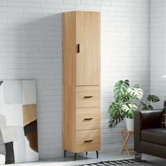 Highboard 34.5x34x180 cm Engineered Wood 3 Drawers Sonoma oak