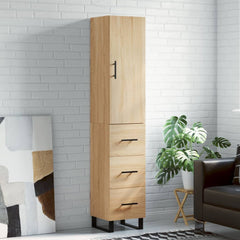 Highboard 34.5x34x180 cm Engineered Wood 3 Drawers Sonoma oak