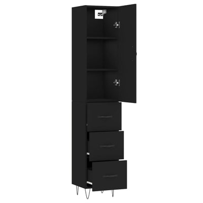 Highboard Black 34.5x34x180 cm Engineered Wood