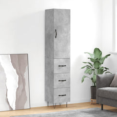 Highboard 34.5x34x180 cm Engineered Wood 3 Drawers Concrete grey