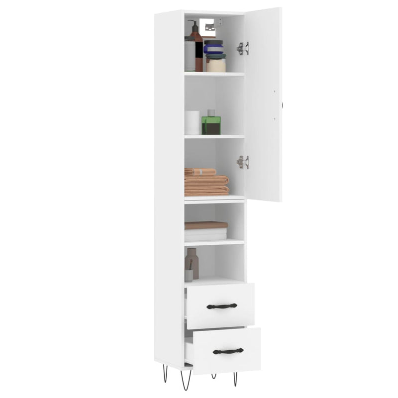 Highboard White 34.5x34x180 cm Engineered Wood