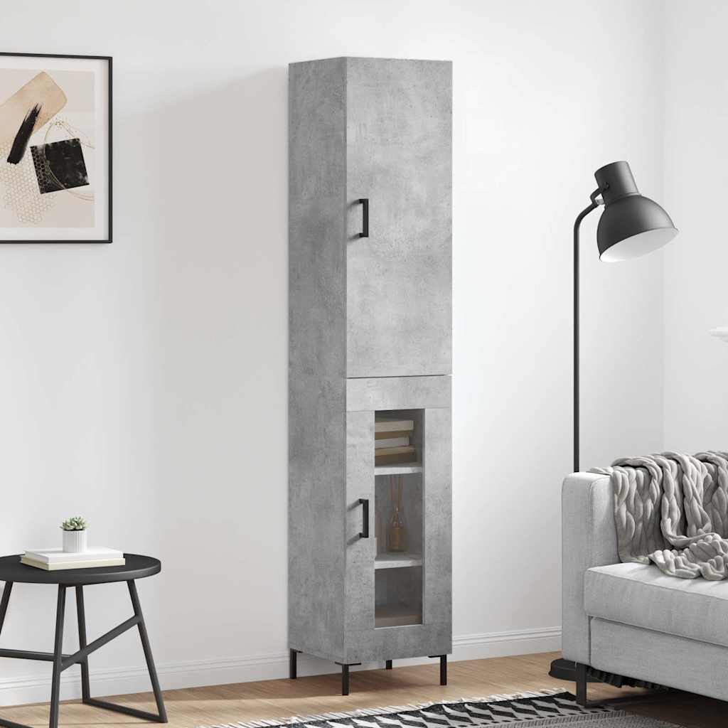 vidaXL Highboard Concrete Grey 34,5x34x180 cm Engineered Wood 1