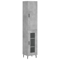 Highboard 34.5x34x180 cm Engineered Wood 1 Glass Door Concrete grey
