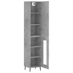 Highboard 34.5x34x180 cm Engineered Wood 1 Glass Door Concrete grey