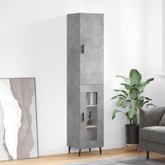 Highboard 34.5x34x180 cm Engineered Wood 1 Glass Door Concrete grey