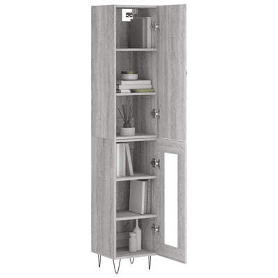 Highboard Grey Sonoma 34.5x34x180 cm Engineered Wood