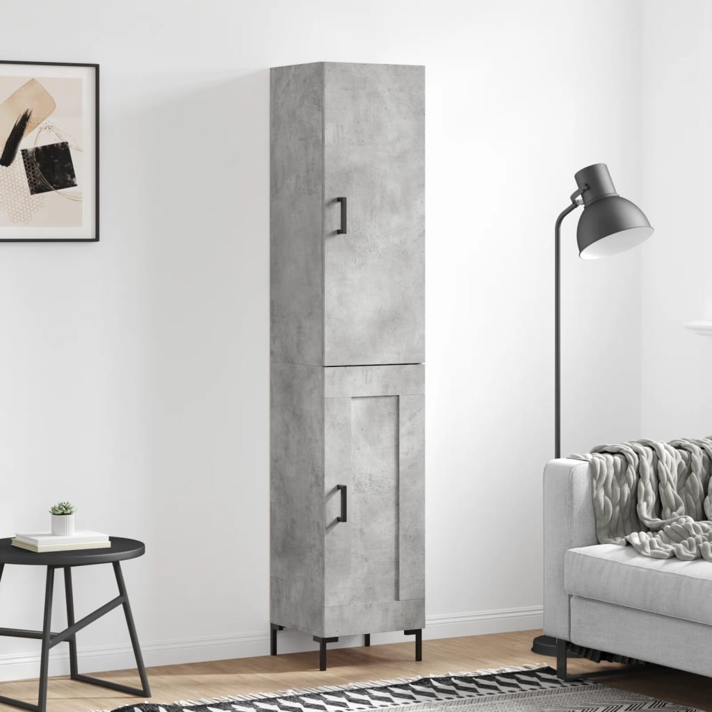 Highboard 34.5x34x180 cm Engineered Wood 1 Wood Door Concrete grey