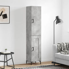 Highboard 34.5x34x180 cm Engineered Wood 1 Wood Door Concrete grey