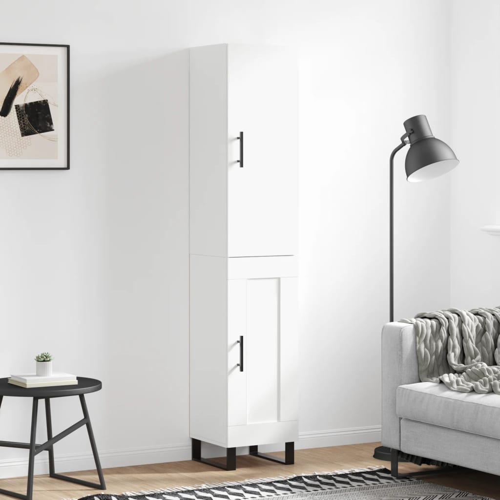 Highboard 34.5x34x180 cm Engineered Wood 1 Wood Door White