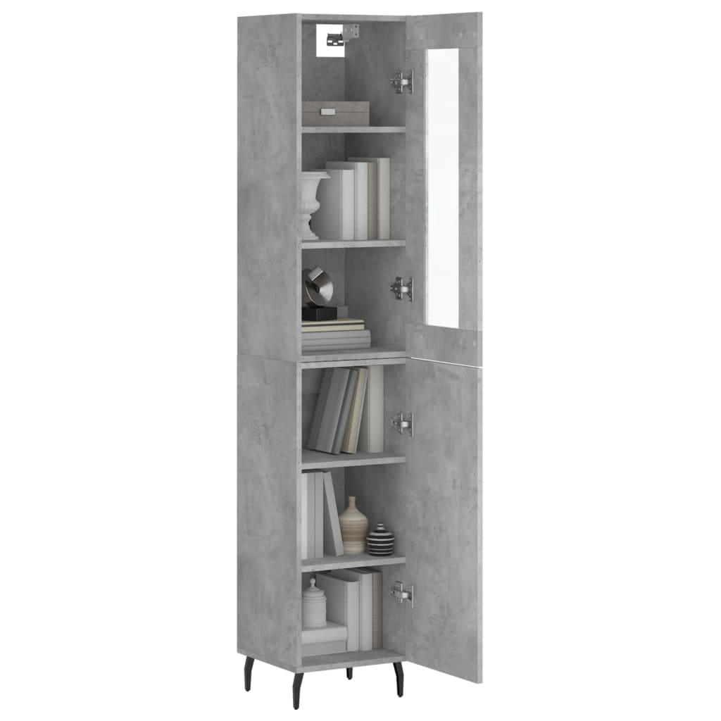 Highboard 34.5x34x180 cm Engineered Wood 1 Door Concrete grey