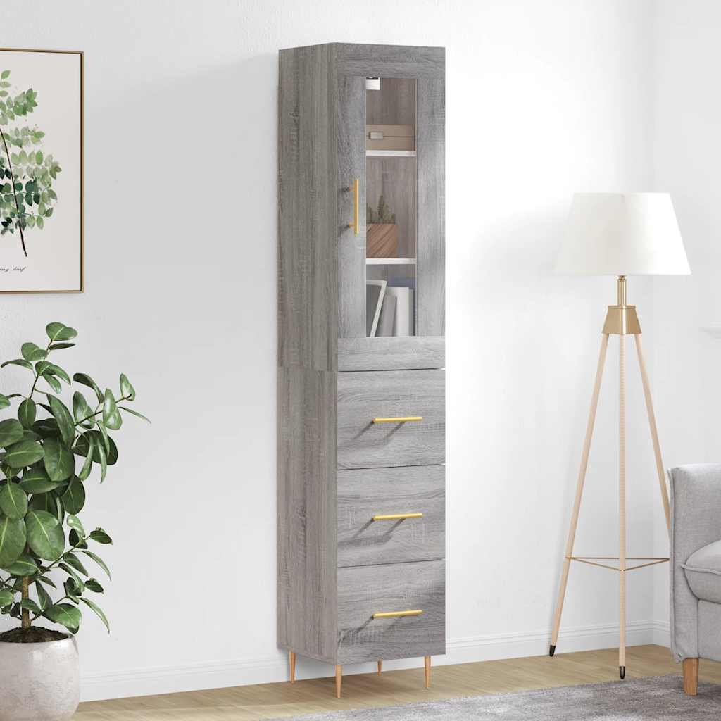 vidaXL Highboard Grey Sonoma 34,5x34x180 cm Engineered Wood 1