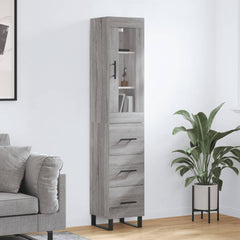 Highboard 34.5x34x180 cm Engineered Wood 3 Drawers Grey sonoma