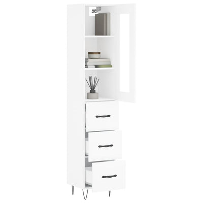 Highboard White 34.5x34x180 cm Engineered Wood