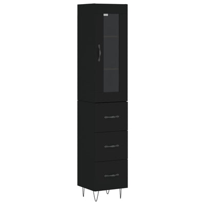 Highboard Black 34.5x34x180 cm Engineered Wood