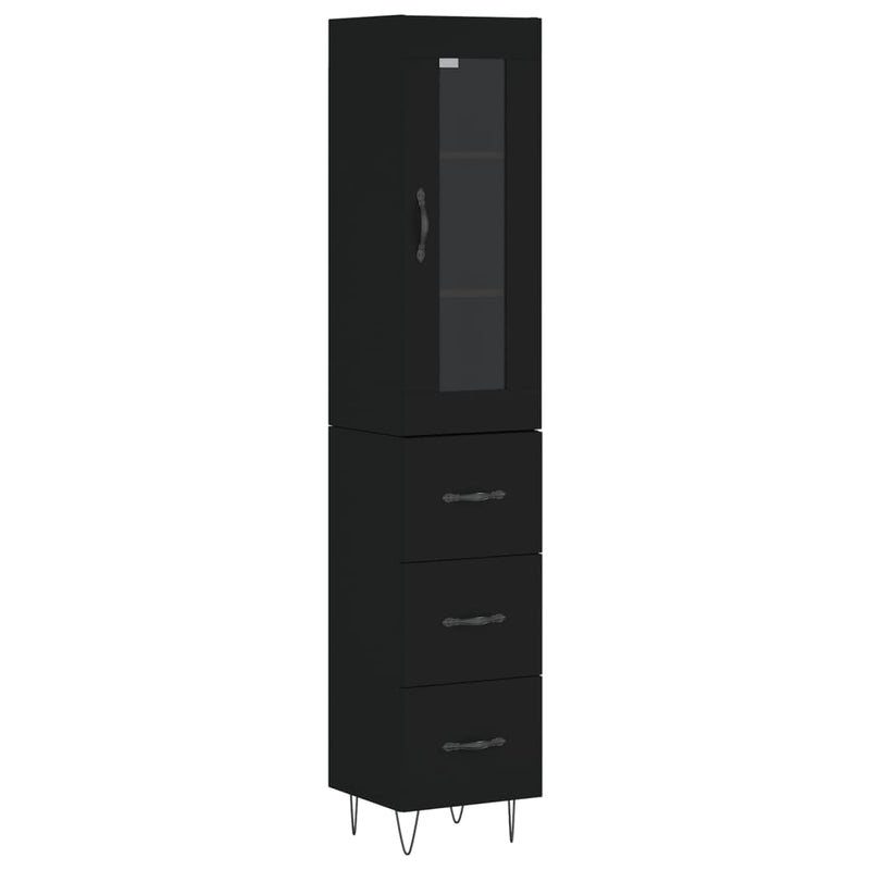 Highboard Black 34.5x34x180 cm Engineered Wood