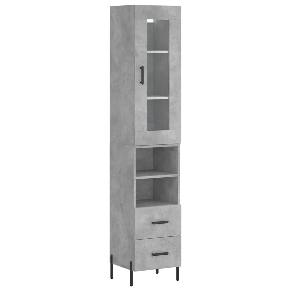 vidaXL Highboard Concrete Grey 34,5x34x180 cm Engineered Wood 2