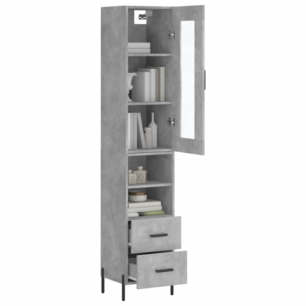 vidaXL Highboard Concrete Grey 34,5x34x180 cm Engineered Wood 3