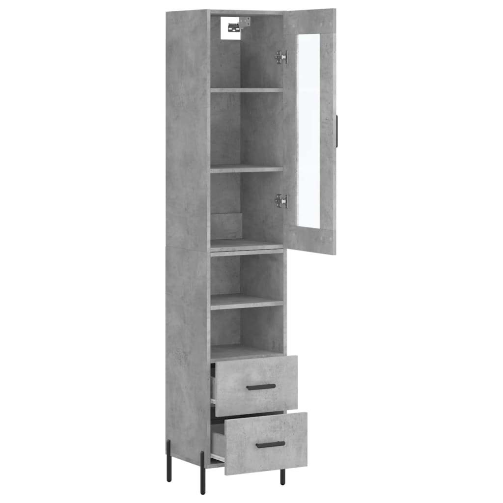 vidaXL Highboard Concrete Grey 34,5x34x180 cm Engineered Wood 4