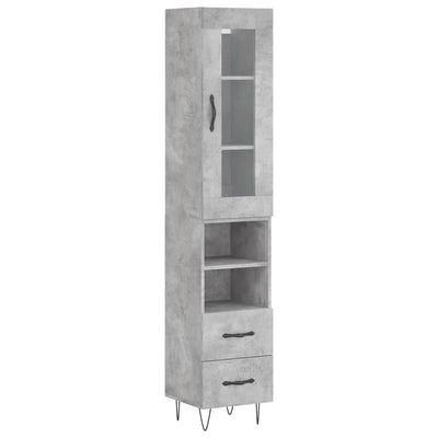 Highboard Concrete Grey 34.5x34x180 cm Engineered Wood