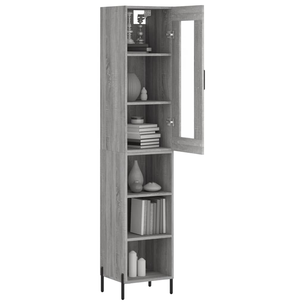 Highboard 34.5x34x180 cm Engineered Wood 3 Shelves Grey sonoma
