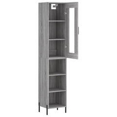 Highboard 34.5x34x180 cm Engineered Wood 3 Shelves Grey sonoma