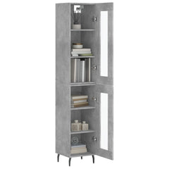 Highboard 34.5x34x180 cm Engineered Wood 1 Glass Door Concrete grey