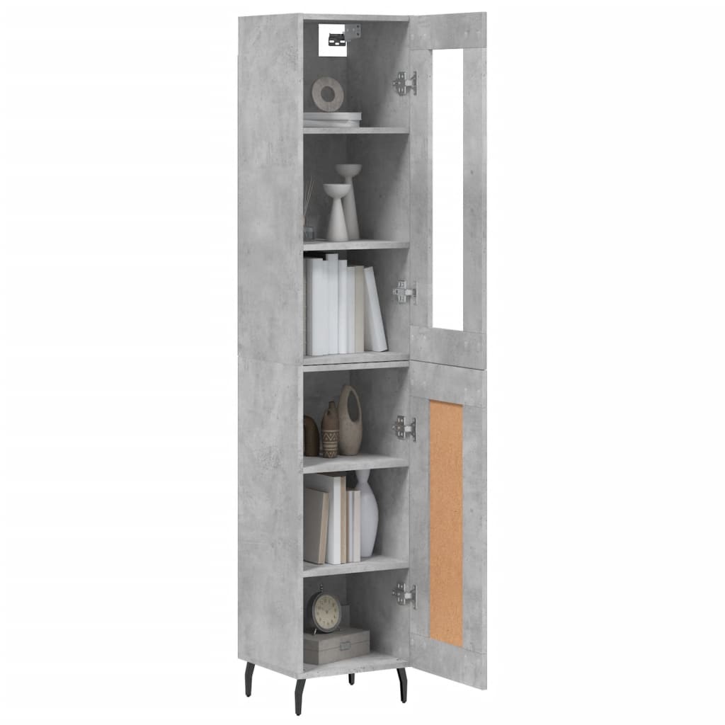 vidaXL Highboard Concrete Grey 34,5x34x180 cm Engineered Wood 3