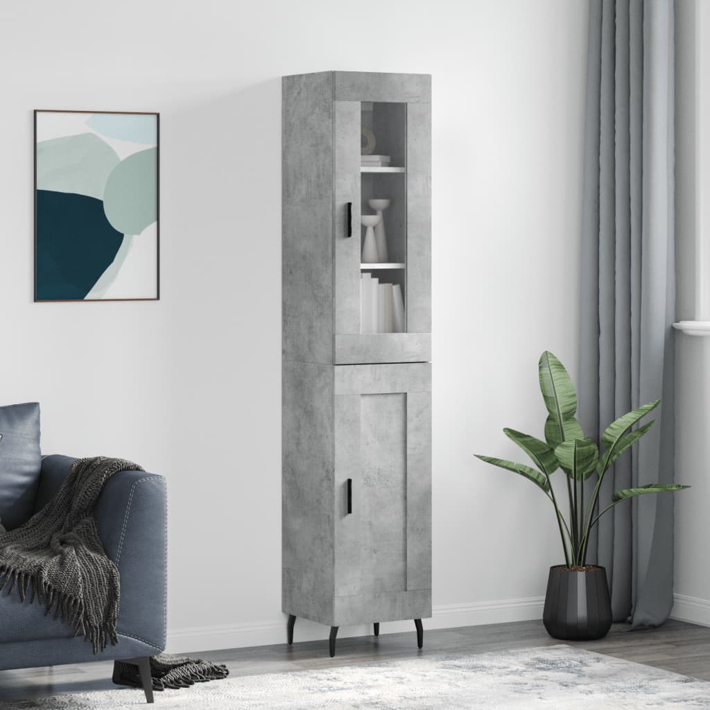 vidaXL Highboard Concrete Grey 34,5x34x180 cm Engineered Wood 1