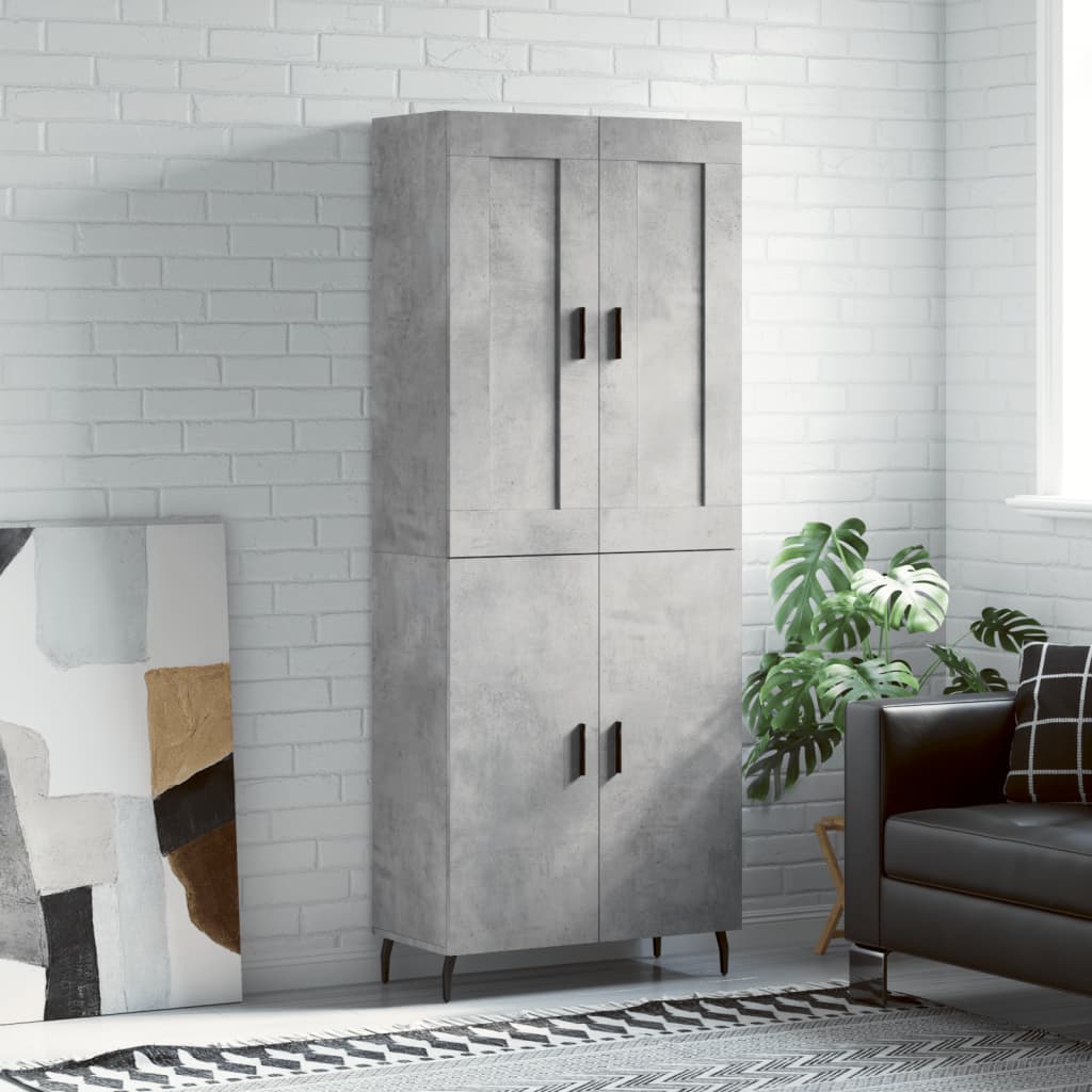 Highboard 69.5x34x180 cm Engineered Wood 2 Doors Concrete grey