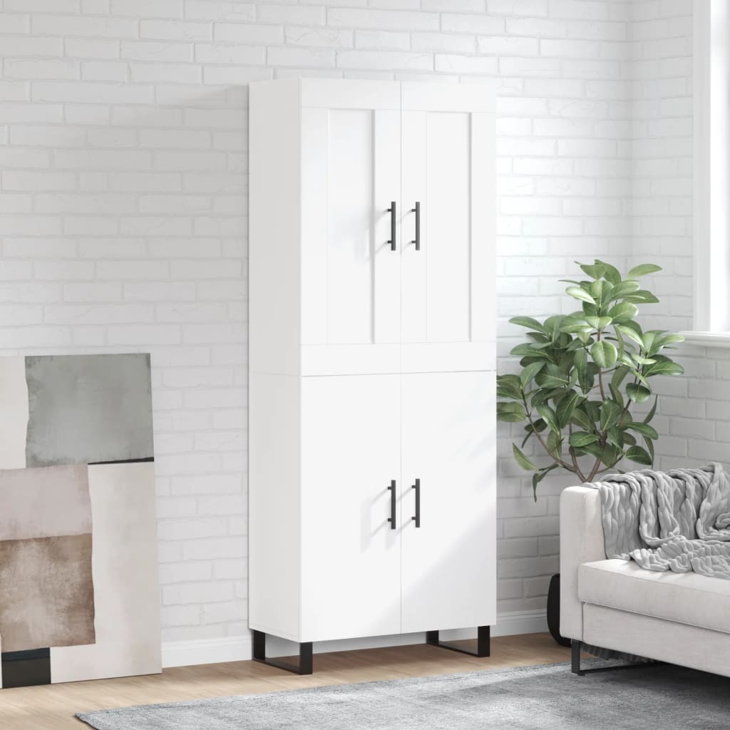 Highboard 69.5x34x180 cm Engineered Wood 2 Doors White