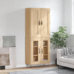 Highboard 69.5x34x180 cm Engineered Wood 2 Glass Doors Sonoma oak