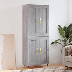 Highboard 69.5x34x180 cm Engineered Wood 2 Wood Doors Grey sonoma
