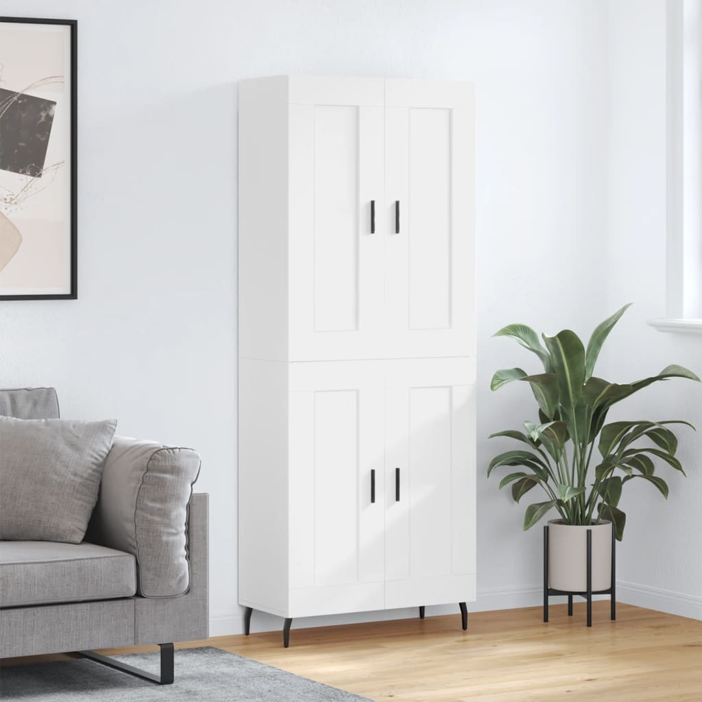 Highboard 69.5x34x180 cm Engineered Wood 2 Wood Doors White