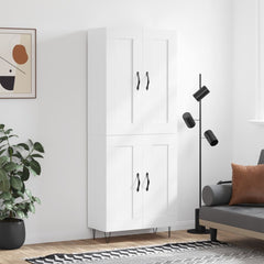 Highboard 69.5x34x180 cm Engineered Wood 2 Wood Doors White