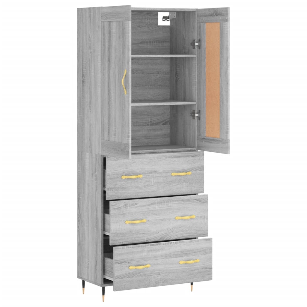 vidaXL Highboard Grey Sonoma 69,5x34x180 cm Engineered Wood 4