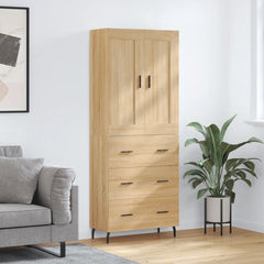 Highboard 69.5x34x180 cm Engineered Wood 3 Drawers Sonoma oak