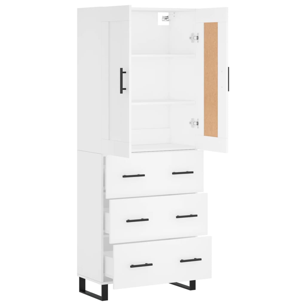 Highboard 69.5x34x180 cm Engineered Wood 3 Drawers White