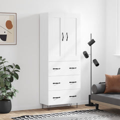 Highboard 69.5x34x180 cm Engineered Wood 3 Drawers White